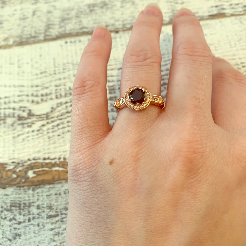 Rose Gold- Black CZ- Size 5